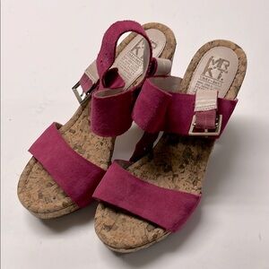 MR KT  holly berry Pink Suede cork Women's